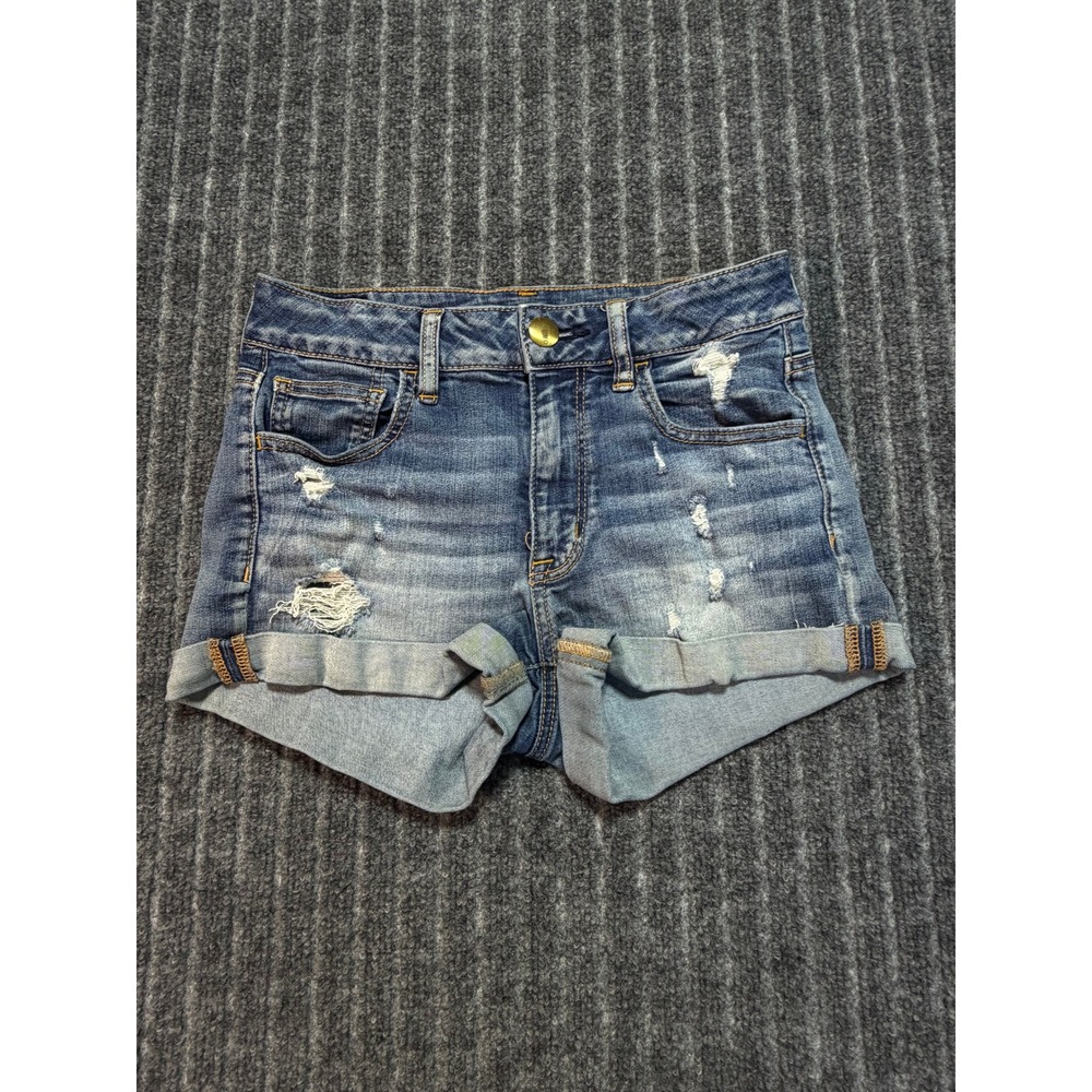American Eagle Hi-Rise Shortie Sz 4 Distressed Denim‎ Boho Summer Festival